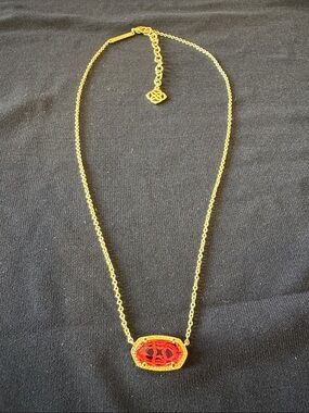 Kendra Scott Gold Necklace with Red Oval Stone